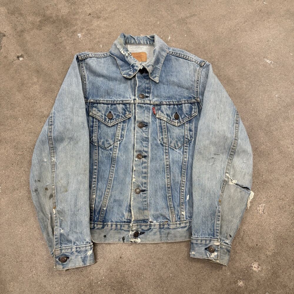 Vintage 70s Levis Jacket Mens Medium Distressed Wash Type 3 Trucker 70505 USA